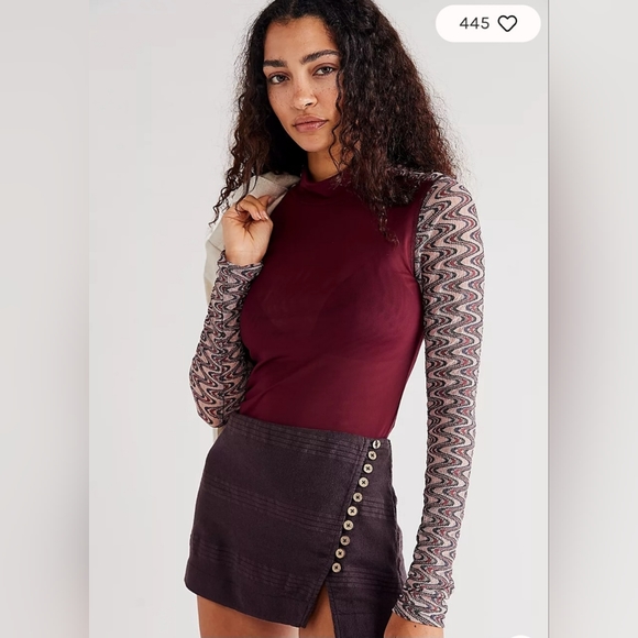 Free People Eve Top Knit Long Sleeve Silhouette Mock Neckline sz Large FP147 - Picture 5 of 6